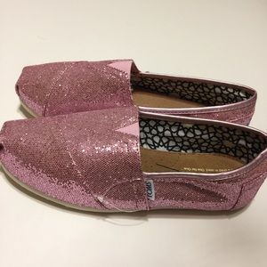Ladies Pink Glitter Toms Sz 9W